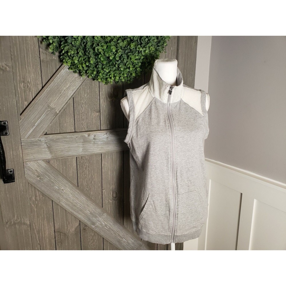 Fabletics Temecula Full Zip Vest Mesh Gray Sleeveless Women’s Size M